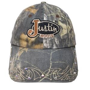 Justin Boots Baseball Cap Multicolor One Size Adjustable Rhinestone Camouflage
